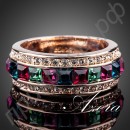 Кольцо в виде манжеты с многоцветным австрийским кристаллом Stellux в позолоте