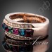 Красивое кольцо в виде манжеты с многоцветным австрийским кристаллом Stellux в позолоте