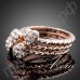 Элегантное кольцо в виде листа клевера с австрийскими кристаллами Stellux в позолоте  