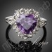 Красивое кольцо в форме сердца фиолетового цвета с австрийскими кристаллами Stellux в платиновом покрытии  