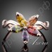 Нежное кольцо в виде многоцветного цветка с австрийскими кристаллами Stellux в позолоте  