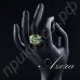 Красивое кольцо в виде картины маслом с зеленым прямоугольником с австрийскими кристаллами Stellux в настоящей позолоте  