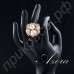 Элегантное кольцо в виде 6-ти белых бусин с австрийским кристаллом Stellux в настоящей позолоте  