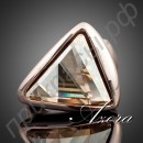 Кольцо в форме треугольника с австрийскими кристаллами Stellux в розовой позолоте