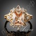 Необычное кольцо с прямоугольным камнем с австрийским кристаллом Stellux в настоящей позолоте