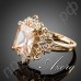 Необычное кольцо с прямоугольным камнем с австрийским кристаллом Stellux в настоящей позолоте