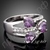 Прекрасное кольцо в виде 3-х фиолетовых сердец с австрийскими кристаллами Stellux в платиновом покрытии