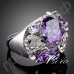 Замечательное кольцо в виде фиолетовых камней в форме капли воды с австрийскими кристаллами Stellux в платиновом покрытии  