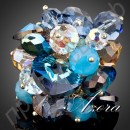 Кольцо в виде многоцветных камней в форме капли воды с австрийскими кристаллами Stellux в позолоте  