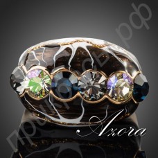 Удивительное кольцо в виде картины маслом с 6-ю австрийскими кристаллами Stellux в настоящей позолоте  