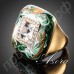 Красивое кольцо в виде многоцветной картины маслом с австрийским кристаллом Stellux в настоящей позолоте  
