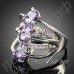 Замечательное кольцо в виде 3-х фиолетовых камней с австрийскими кристаллами Stellux в платиновом покрытии  