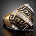Интересное кольцо в виде древних узоров с австрийским кристаллом Stellux в настоящей позолоте  