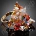 Удивительное кольцо в виде многоцветных камней в форме капли воды с австрийским кристаллом Stellux в позолоте
