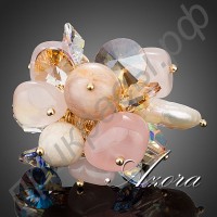 Кольцо в форме цветка с австрийским кристаллом Stellux в позолоте