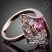 Уникальное кольцо в виде цветка с многоцветным австрийским кристаллом Stellux в розовой позолоте