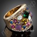 Великолепное кольцо в виде многоцветных австрийских кристаллов Stellux различной формы