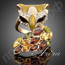 Элегантное кольцо в виде лисы с австрийским кристаллом Stellux в настоящей позолоте