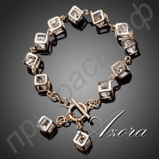 Оригинальный браслет в виде 12 очаровательных кубиков с 18-каратными австрийскими кристаллами Stellux в настоящей позолоте