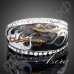Прекрасное кольцо в виде черно-белых узоров с австрийским кристаллом Stellux в платиновом покрытии  