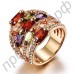 Красивое красочное кольцо в виде манжеты с швейцарскими фианитами в позолоте