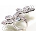 Изысканное кольцо в виде двух цветков с швейцарскими фианитами в белой позолоте