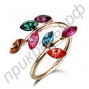 Красочное кольцо в виде веточки с прекрасными камнями