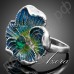 Интересное кольцо в виде синего цветка с австрийским кристаллом Stellux в платиновом покрытии