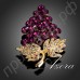 Замечательная брошь в виде грозди винограда с австрийскими кристаллами Stellux в настоящей позолоте