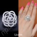 Элегантное кольцо в виде прекрасного цветка с швейцарскими фианитами высокого качества в белой позолоте