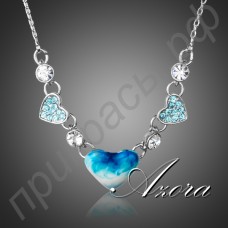 Романтический кулон в форме синего сердца с австрийскими кристаллами Stellux в позолоте