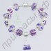 Ориганальный европейский браслет для женщин с фиолетовыми бусинами и сумкой в серебряном покрытии