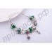 Великолепный браслет для женщин с животными и бусинами зеленого цвета в серебряном покрытии