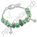 Модный браслет для женщин с бусинами зеленого цвета с цветами, бабочками в серебряном покрытии