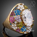 Кольцо в виде многоцветного цветка с австрийскими кристаллами Stellux в настоящей позолоте