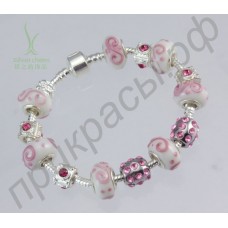 Нежнейший браслет с бледно-розовыми бусинами в прекрасном серебряном покрытии