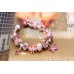 Красивый посеребренный браслет в европейском стиле с бусинами из бело-розового муранского стекла и кулоном в виде бабочки