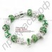 Интересный браслет для женщин на морскую тематику с зелеными бусинами в серебряном покрытии
