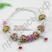 Яркий браслет для женщин в европейском стиле с бусинами различных цветов, с бабочками, сердцами в серебряном покрытии