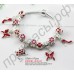 Романтический браслет в европейском стиле с бусинами красного цвета в виде цветочков, с туфельками, бабочкой, дельфинчиком