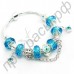 Замечательный браслет в европейском стиле с бусинами голубого и серебристого цветов, цепочкой в посеребрении